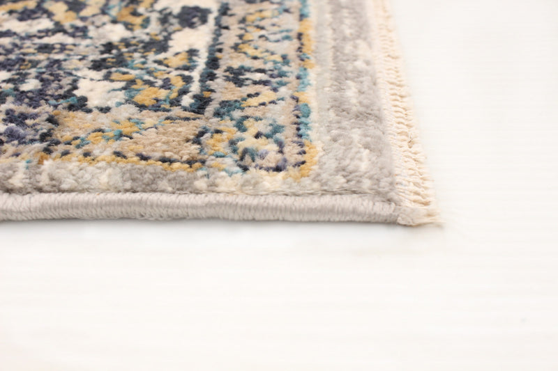 Carpette Bolivar Yalameh bleu-ivoire - 5 pi 3 pox 7 pi 6 po
