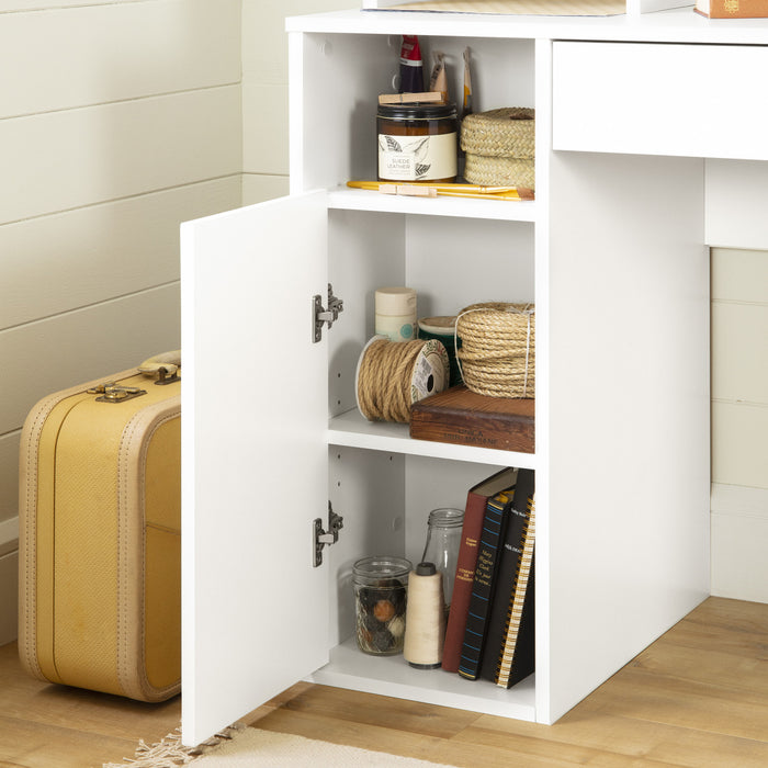 Table d’artisanat Crea avec crédence - blanc solide