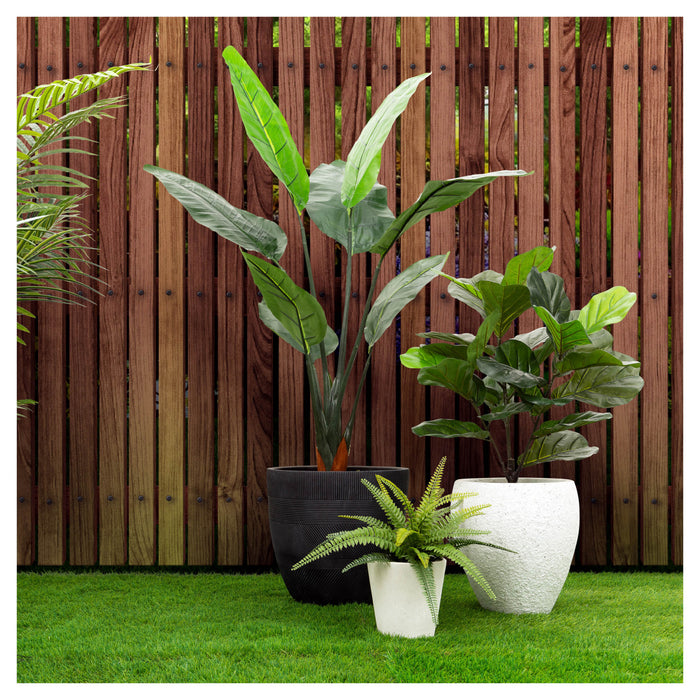 Ficus lyrata artificiel de 35 po pour l’intérieur et l’extérieur en pot noir