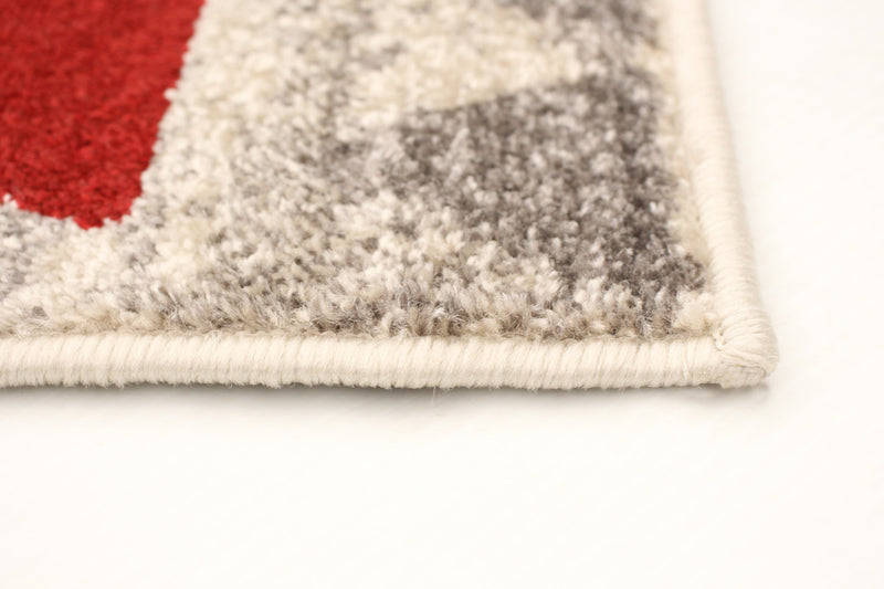 Carpette Raja ivoire-rouge - 3 pi 11 pox 5 pi 7 po