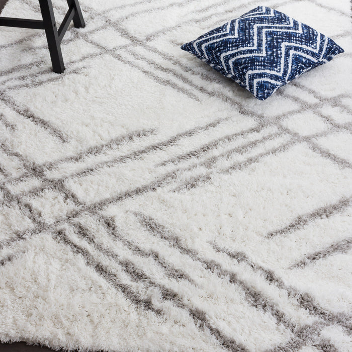 Carpette Ker blanche à rayures 3 x 5