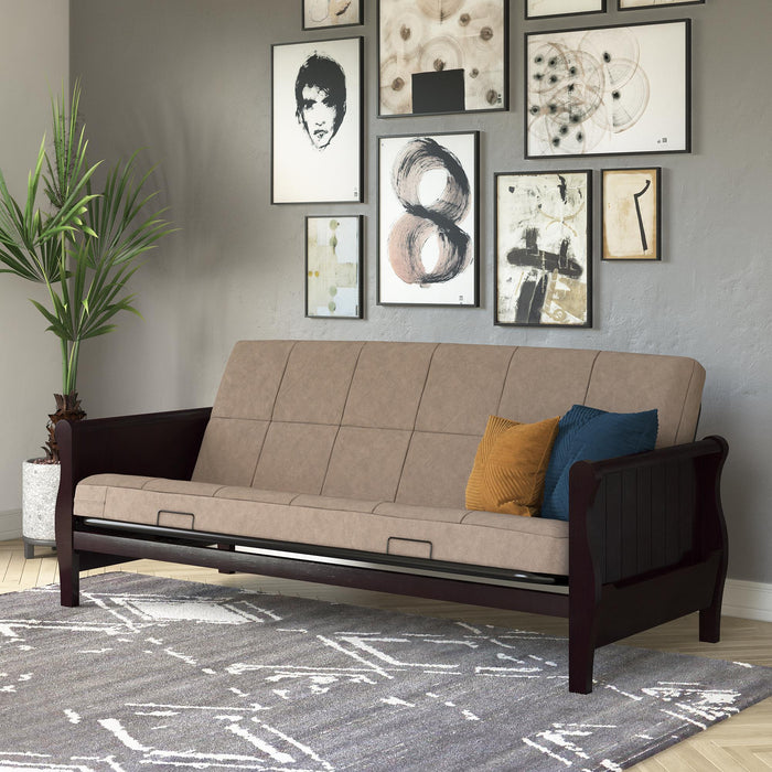 Matelas de futon Soren de DHP en microfibre piquée pour lit double - brun clair