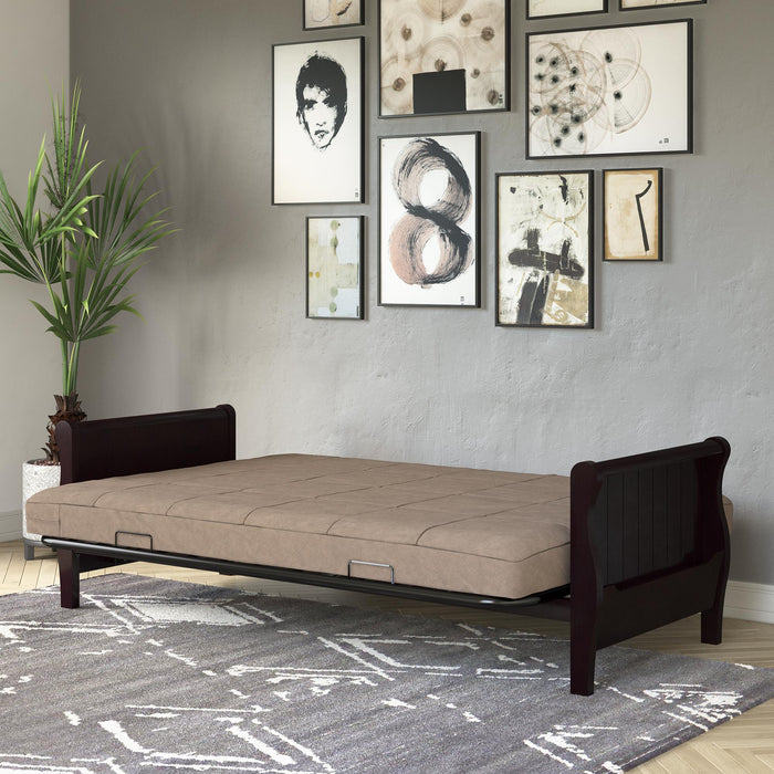Matelas de futon Soren de DHP en microfibre piquée pour lit double - brun clair