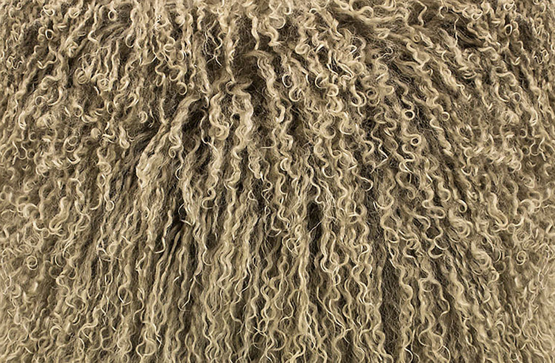 Coussin décoratif en peau de mouton de Mongolie - beige