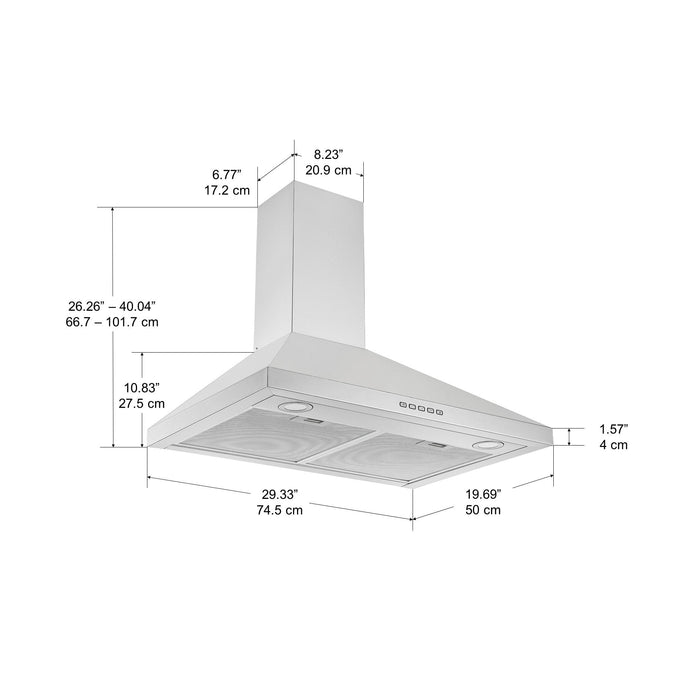 Hotte de cuisinière murale de style pyramidal convertible Ancona de 30 po - AN-1136