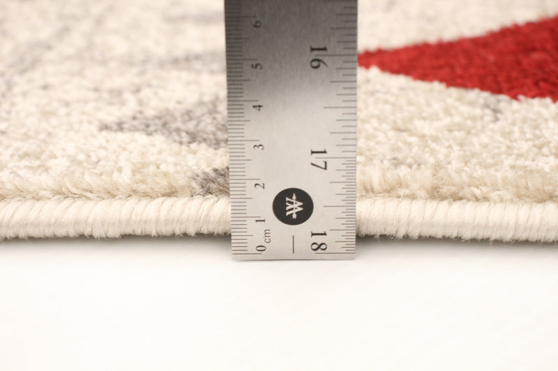 Carpette Raja ivoire-rouge - 3 pi 11 pox 5 pi 7 po