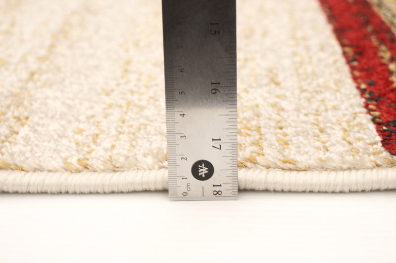 Carpette Aya ivoire-rouge - 5 pi 3 pox 7 pi 3 po