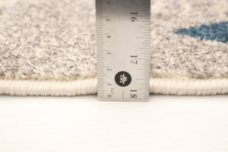 Carpette Raja ivoire-bleu - 7 pi 10 pox 10 pi 2 po