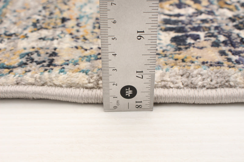 Carpette Bolivar Yalameh bleu-ivoire - 5 pi 3 pox 7 pi 6 po