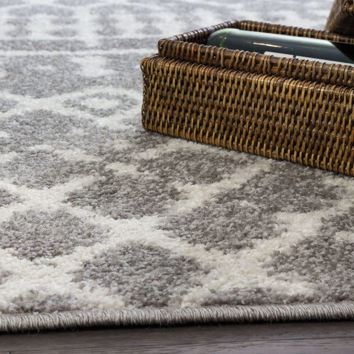 Carpette Lavan grise à motifs marocains 3 x 5