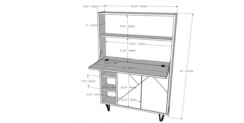 Bureau secrétaire Nordika - muscade et anthracite