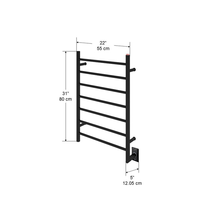 Porte-serviettes chauffant Comfort d'Acona 7 barres, câblé ou branché, noir mat - AN-5334-TWCD01