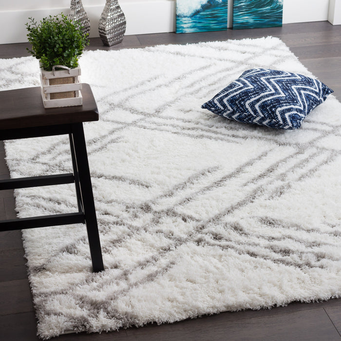 Carpette Ker blanche à rayures 3 x 5