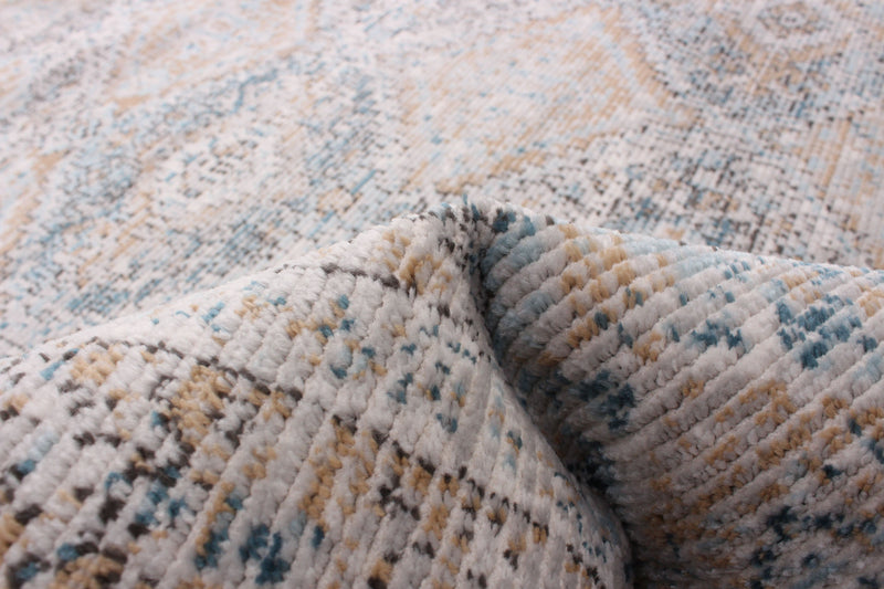 Carpette Leandra taupe/bleue 6 pi 7 po x 9 pi 6 po