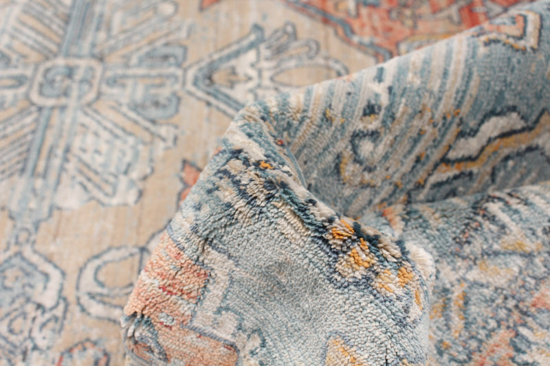 Carpette Baina Heriz bleu - 6 pi 7 pox 9 pi 10 po