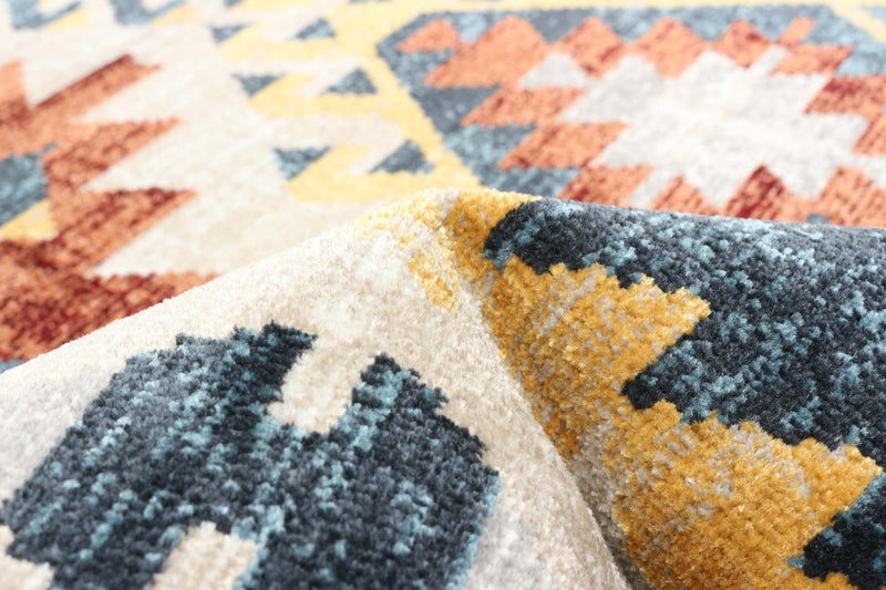 Carpette Mosaic taupe et cuivre lavable à la machine - 5 pi 0 po x 7 pi 0 po