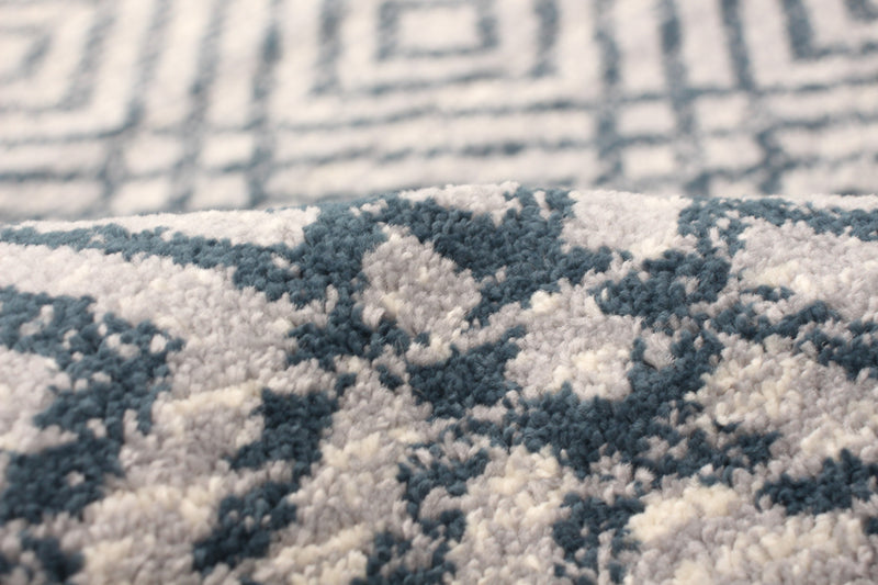 Carpette Electra couleur pétrole-argent - 5 pi 3 pox 7 pi 3 po