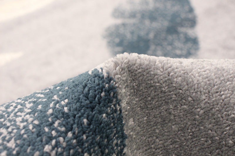 Carpette Palta argent-couleur pétrole - 5 pi 3 pox 7 pi 3 po