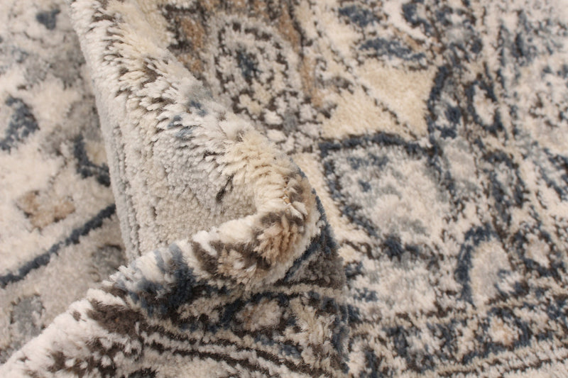 Carpette Octavian Tabriz bleu-ivoire - 6 pi 7 pox 9 pi 6 po