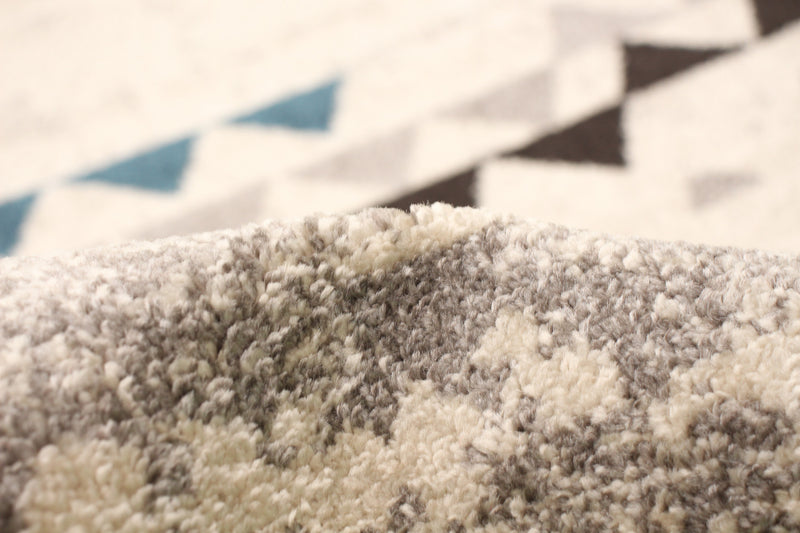 Carpette Raja ivoire-bleu - 5 pi 3 pox 7 pi 3 po
