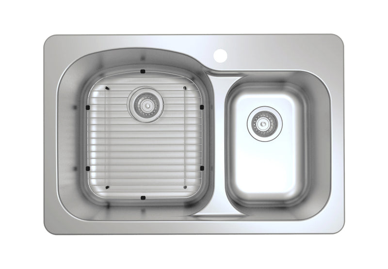 Évier de cuisine sous plan ou en surface (60/40) Ancona de série Tusca de 33 po - AN-3342