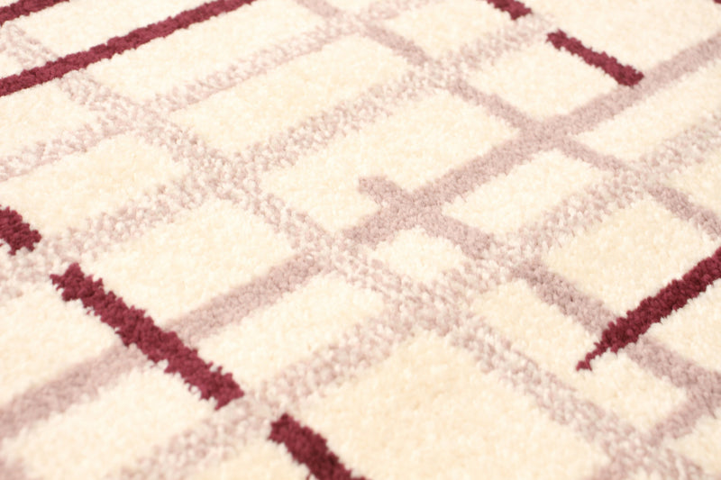 Carpette Taite crème-Bordeaux - 3 pi 11 pox 5 pi 7 po