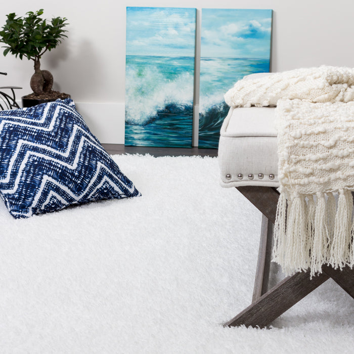 Carpette à poil long Victoria blanche 3 x 5