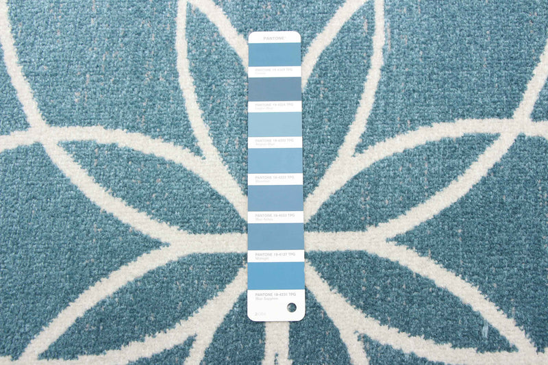 Carpette Terali turquoise lavable à la machine - 3 pi 0 po x 5 pi 0 po