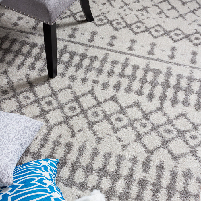 Carpette Lav grise à motifs marocains 5 x 8