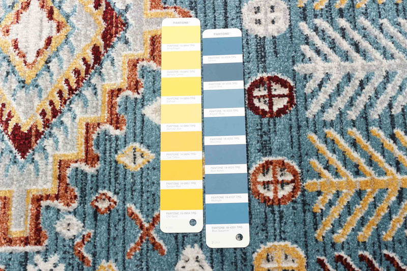 Carpette Gypsy bleue lavable à la machine - 3 pi 0 po x 5 pi 0 po