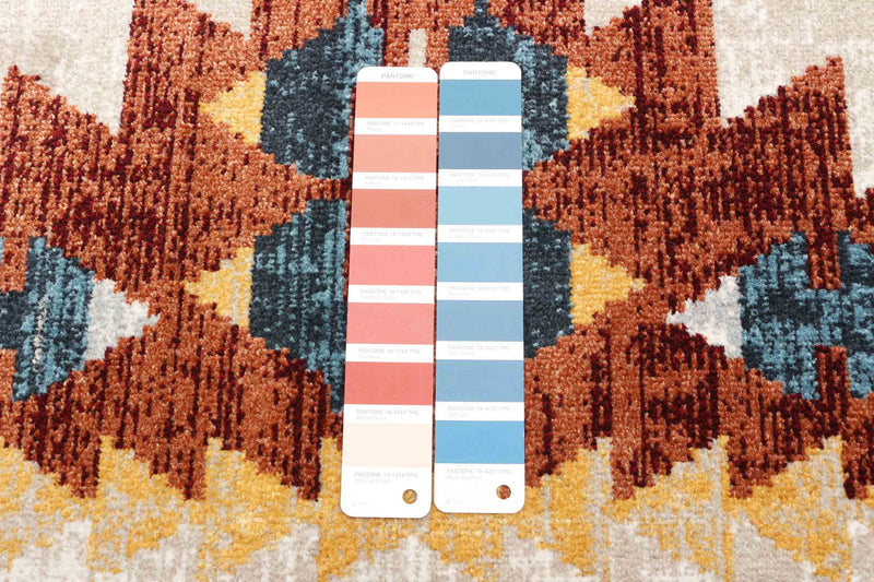 Carpette Mosaic taupe et cuivre lavable à la machine - 5 pi 0 po x 7 pi 0 po