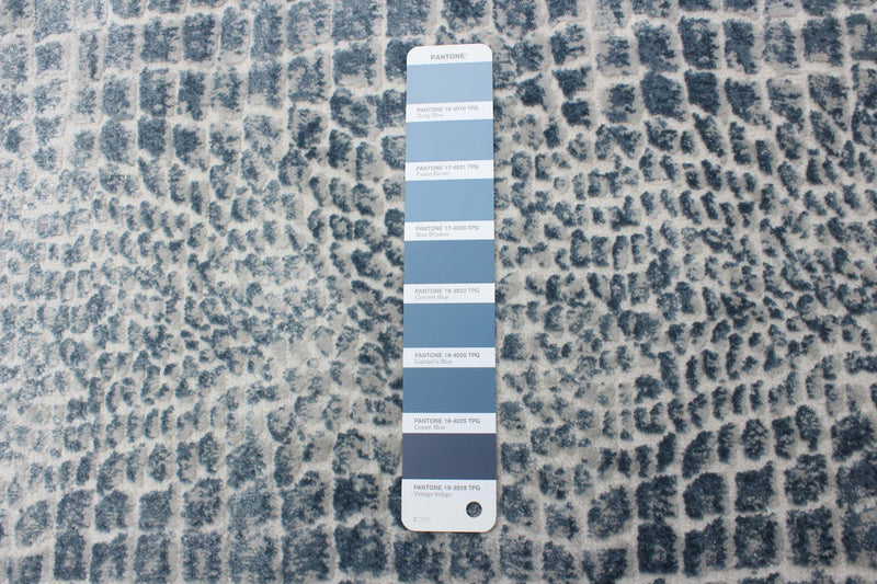 Carpette Kecia bleue/crème 6 pi 7 po x 9 pi 6 po