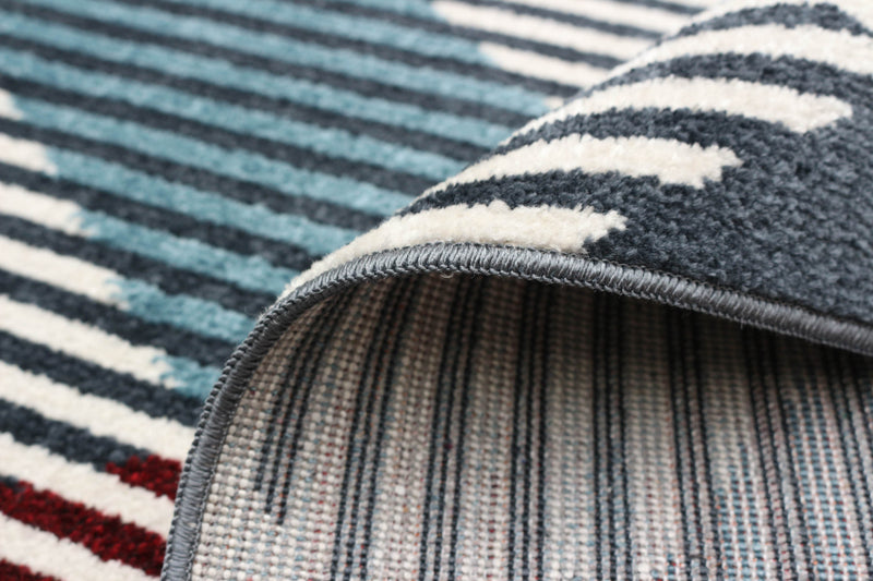 Carpette Kors bleue lavable à la machine - 3 pi 0 po x 5 pi 0 po