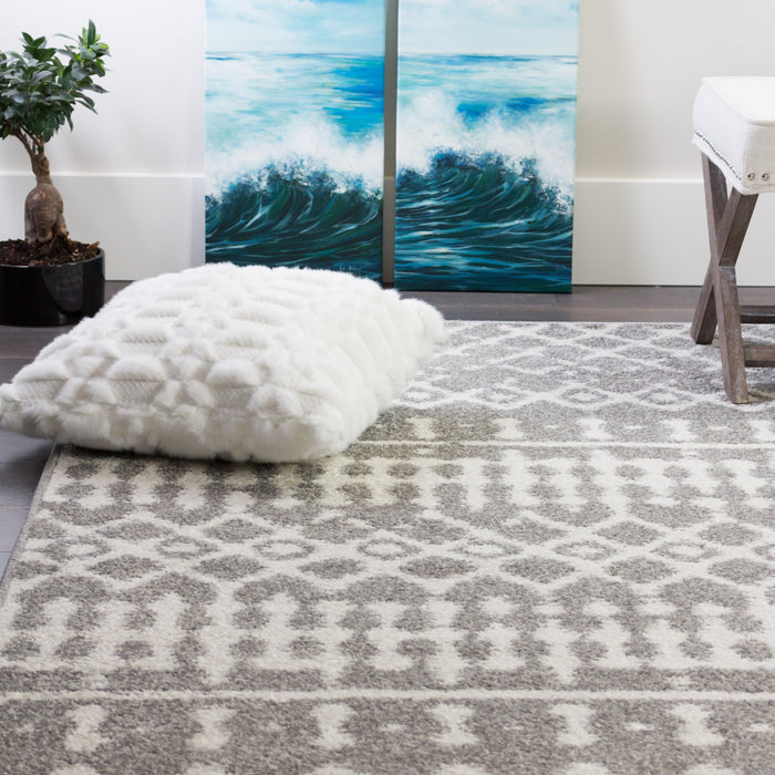 Carpette Lavan grise à motifs marocains 3 x 5