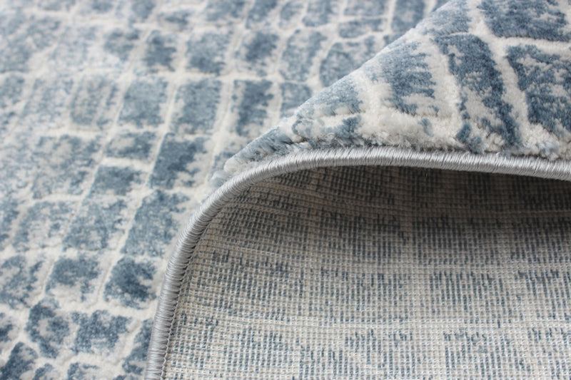Carpette Kecia bleue/crème 3 pi 11 po x 5 pi 11 po