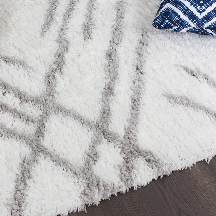 Carpette Ker blanche à rayures 3 x 5