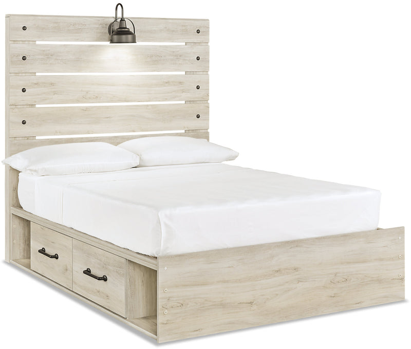 Abby Full Side Storage Bed - {Rustic}, {Industrial} style Bed in White {Engineered Wood}
