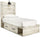 Lit Abby pour enfants avec rangement latéral, éclairage à DEL et ports USB, blanc - format lit simple