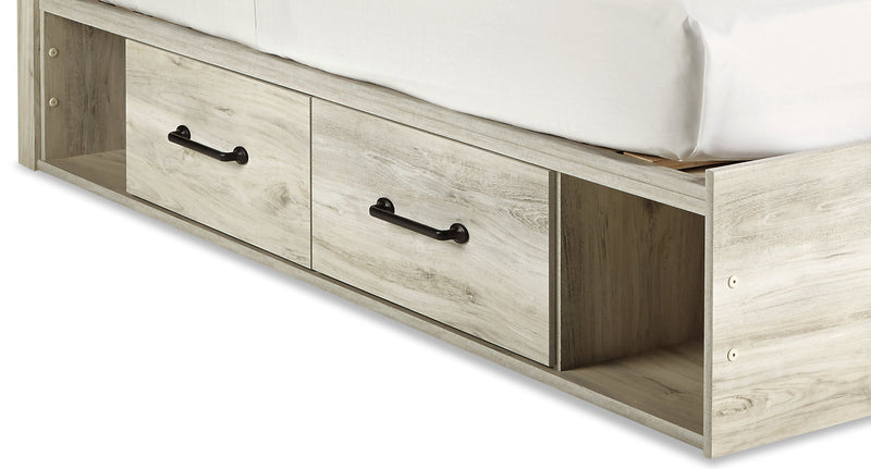 Ensemble de chambre à coucher Abby 6 pièces avec lit de rangement latéral, commode, miroir, table de nuit, éclairage à DEL et port USB, blanc - format lit simple