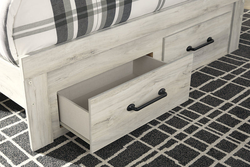 Ensemble de chambre à coucher Abby 6 pièces avec lit de rangement, commode, miroir, table de nuit, éclairage à DEL et port USB, blanc - format lit double