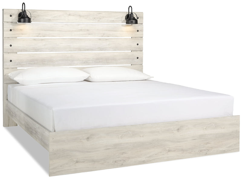 Abby King Panel Bed - {Rustic}, {Industrial} style Bed in White {Engineered Wood}