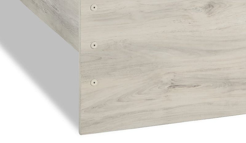 Ensemble de chambre à coucher Abby 6 pièces avec lit à panneau, commode, miroir, table de nuit, éclairage à DEL et port USB, blanc - format très grand lit