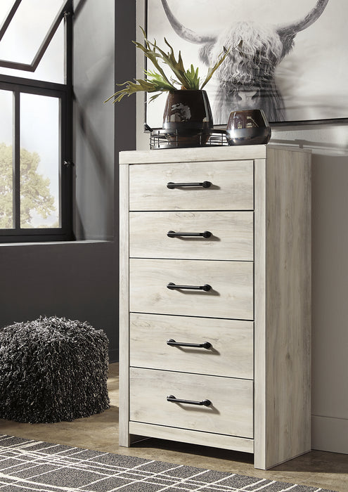 Commode verticale Abby de 31,7 po (L) x 53,9 po (H) à 5 tiroirs pour la chambre à coucher - blanche