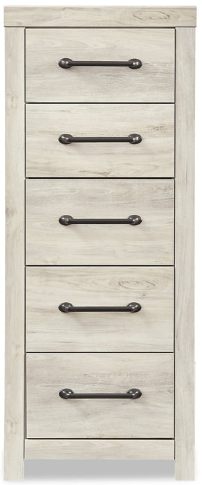 Commode verticale étroite Abby de 21,7 po (L) x 53,9 po (H) à 5 tiroirs pour la chambre à coucher - blanche