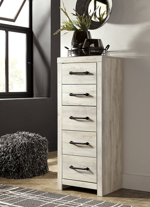 Commode verticale étroite Abby de 21,7 po (L) x 53,9 po (H) à 5 tiroirs pour la chambre à coucher - blanche