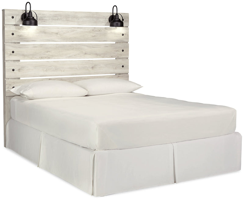 Tête de lit à panneau Abby avec éclairage à DEL et ports USB, blanche - format grand lit