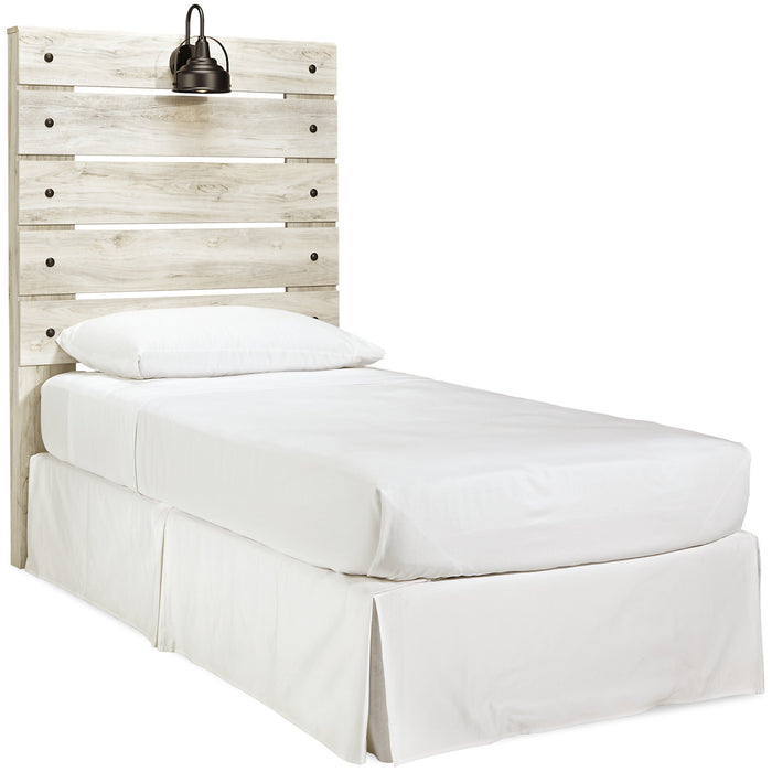 Tête de lit à panneau Abby avec éclairage à DEL et ports USB, blanche - format lit simple