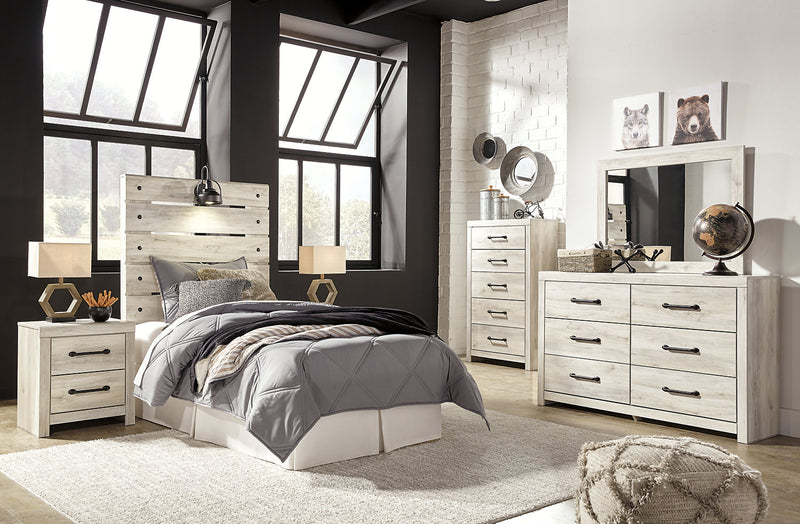 Tête de lit à panneau Abby avec éclairage à DEL et ports USB, blanche - format lit simple