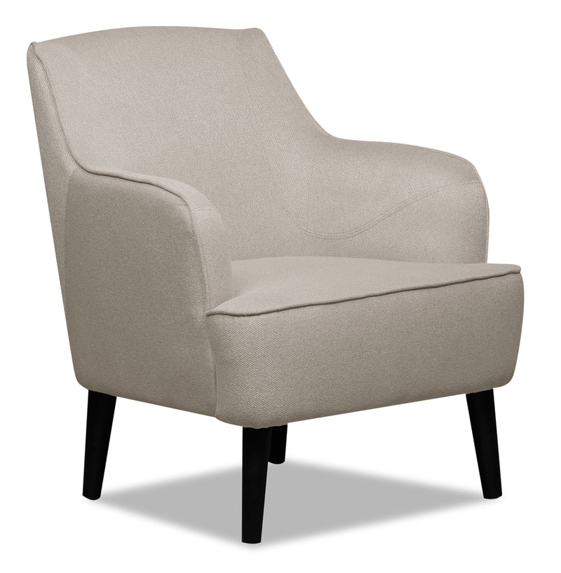 Aimy Linen-Look Fabric Accent Chair - Light Grey - {Modern}, {Retro} style Accent Chair in Grey {Plywood}, {Solid Woods}