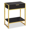 Table d'appoint Alice de 19,5 po avec rangement et tablette - cappuccino avec touches dorées